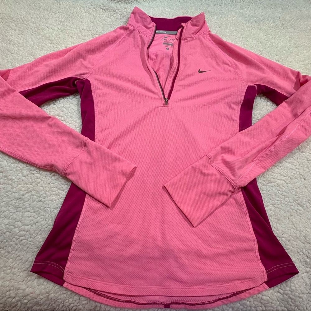 Nike Women's Two-Tone Pink Long Sleeve Running Tee